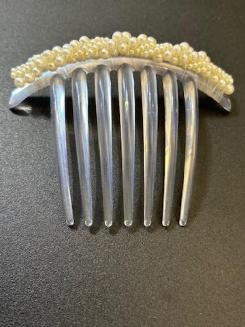 Vintage Faux Pearl Bridal Hair Comb Wedding Tiara Lucite